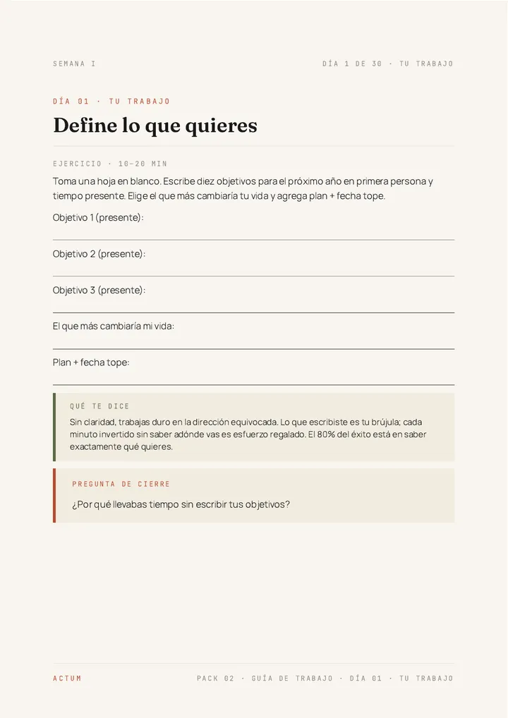 Página de trabajo del Día 1 de la Guía de Trabajo de «Trágate ese sapo»